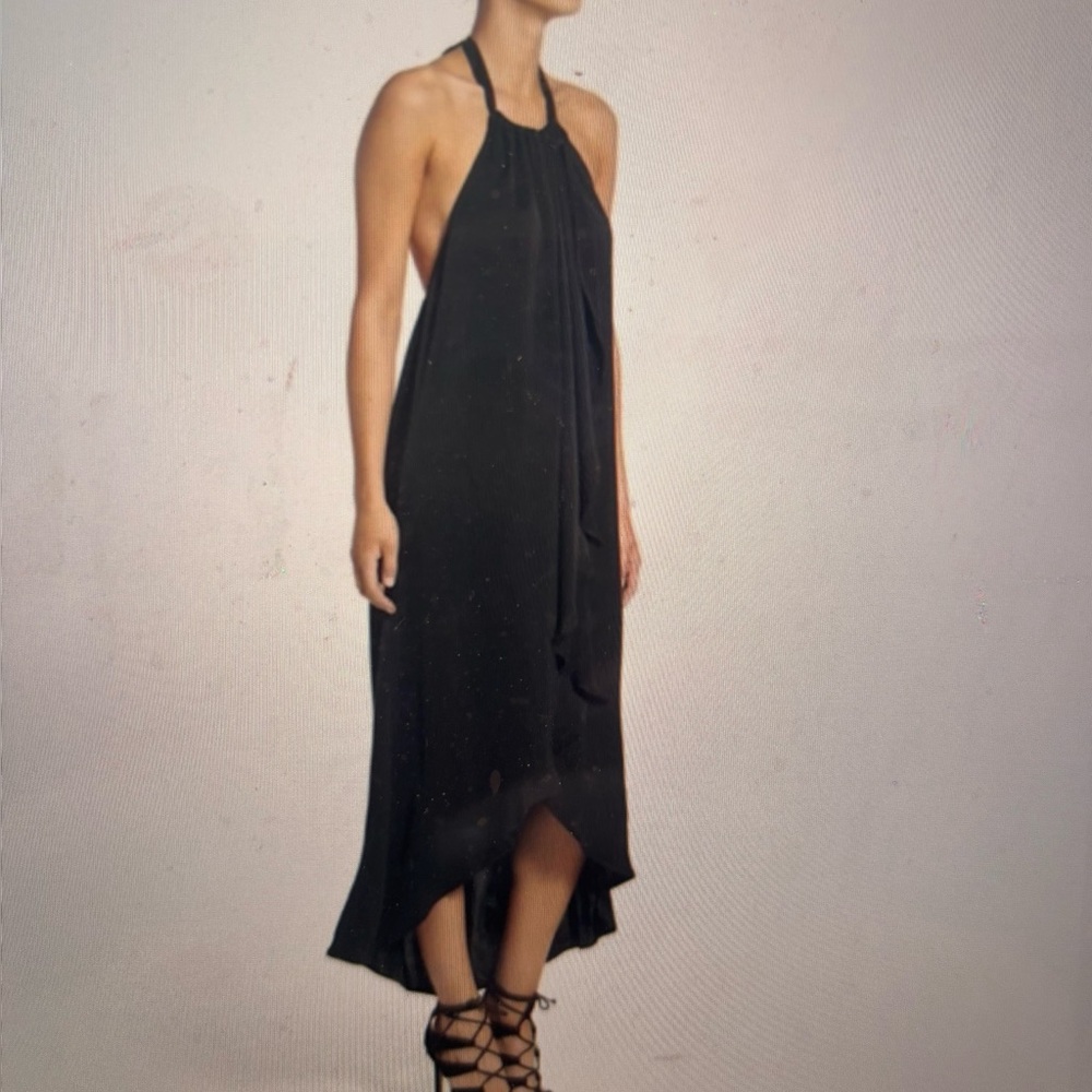 Elegant Ella Moss Black Halter Dress